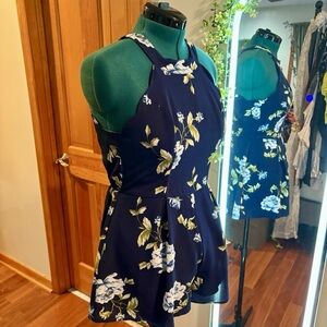 Altar'd State Navy and White Floral Romper